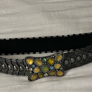 Vintage Silver Belt with Yellow Gemstones